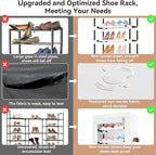 ROJASOP Shoe Rack with Covers 10 Tier Large Shoe Organizer Tall Shoe Closet - Image 7