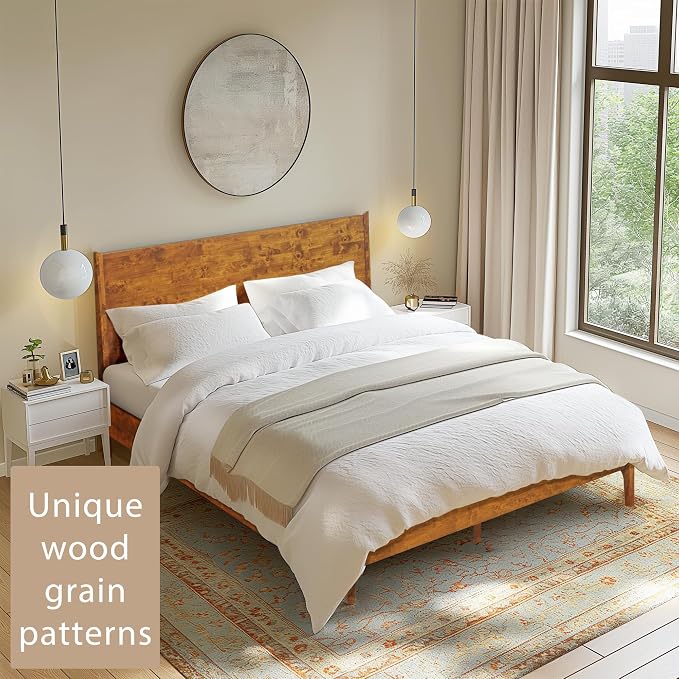 Acacia Haven King Wooden Bed Frame, 100% Solid Wood Platform Bed - Image 3