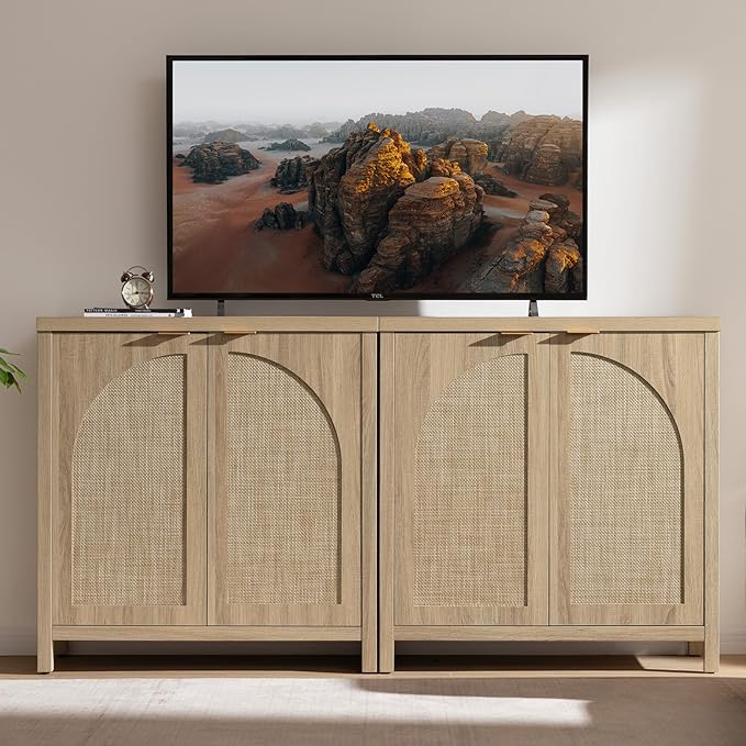 SICOTAS Rattan Sideboard Buffet Cabinet - Image 4
