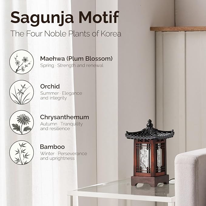 Traditional Korean Wood Lamp | Handmade Asian Oriental Table Lantern | Bedside - Image 3
