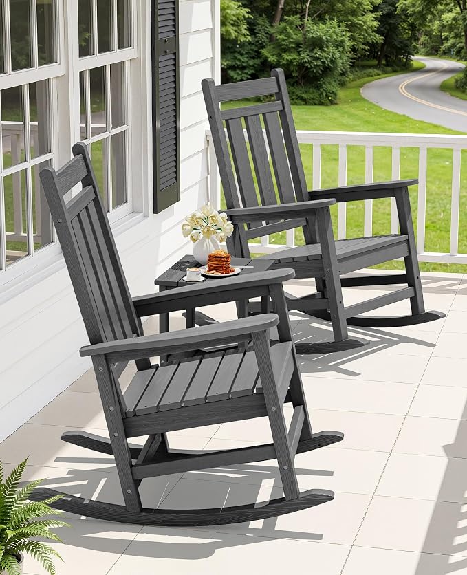 KINGYES Oversized Outdoor Rocking Chair, All-Weather Patio Rocking Chairs - Image 2