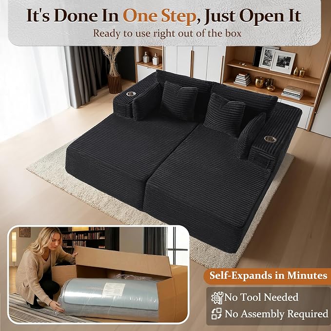72" Cloud Sectional Couch, Comfort Sleep Sofa - Image 3