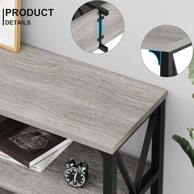LVB Industrial Entryway Table, Farmhouse Rustic Console Table Behind Couch - Image 3