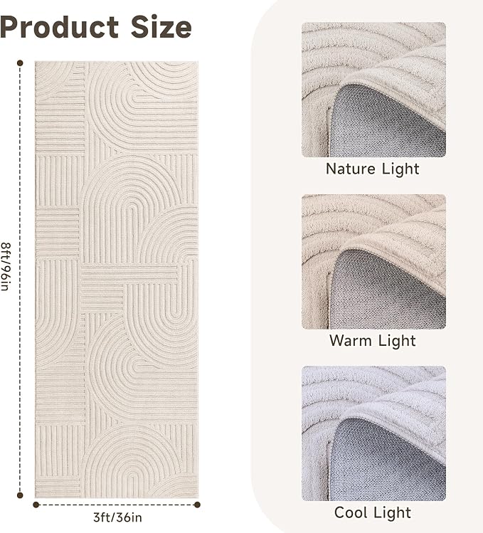 Pauwer 3x8 Area Rugs for Living Room, Modern Non Slip Washable Rug, Soft Fluffy - Image 2