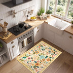 RELEANY Floral Washable 2x3 Area Rugs Doormat Ivory/Yellow | Flower Carpet - Image 6