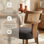 HNY Mid Century Modern Rattan Dining Chairs Set of 2, Farmhouse Linen - Image 4