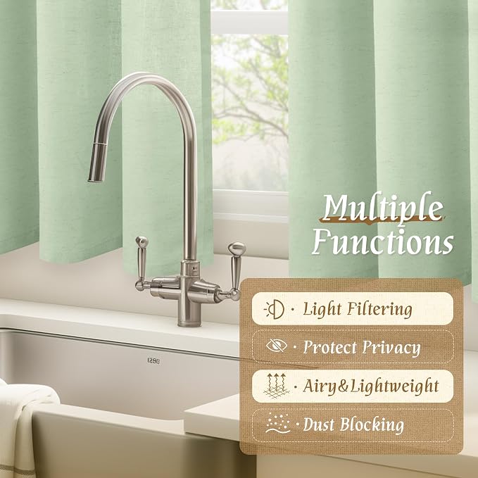 Small Window Linen Curtains 45 Inch Length - Image 9