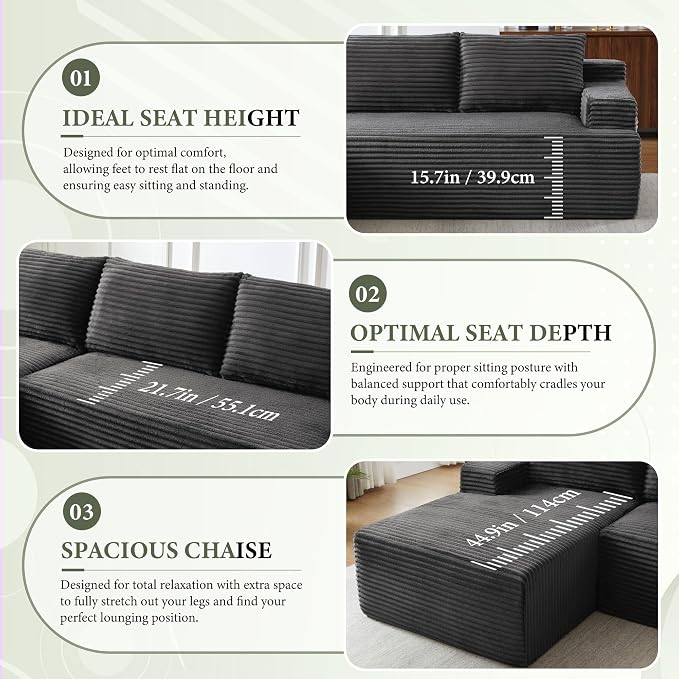96" Sectional Couches for Living Room Cloud Couch Sofa - Image 6