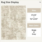 Soalmost Abstract Rug 8x10 Large Living Room Area Rugs Washable Beige/Gray | - Image 3