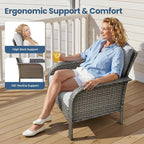 Weaxty Wicker Patio Furniture Set High Back Loveseat Sofa Couch Armchair Coffee - Image 3