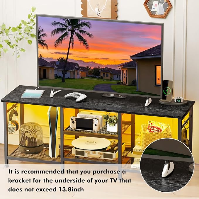 YGEOMER Black Entertainment Stand - Image 6