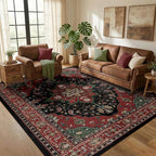 RELEANY Washable Area Rug, Water Repellent, Pet Friendly, Vintage Floral Boho by RELEANY