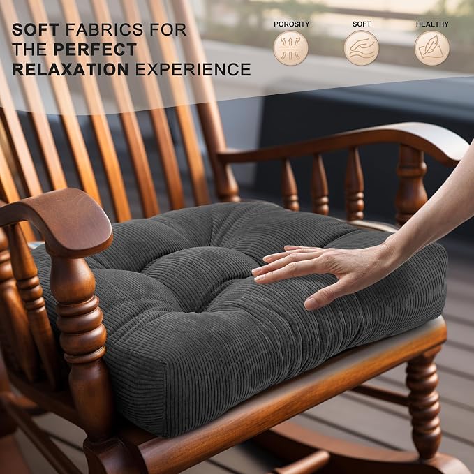 Lokex Rocking Chair Cushion Only, Tufted Non-Slip Comfortable Rocking Chair - Image 4