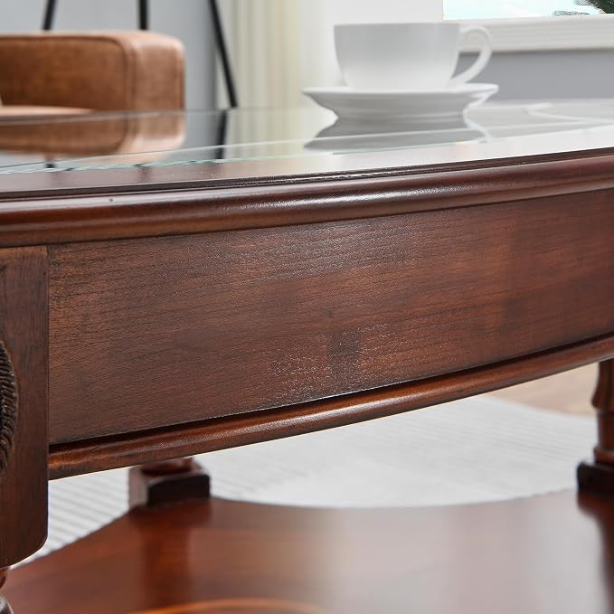 LEEMTORIG Oval Coffee Table for Living Room, Cherry Solid Wood - Image 8