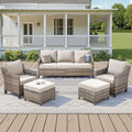 5 Pieces Outdoor Furniture-High Back Outdoor Wicker Couch Patio Chairs Set of 2 by AMCLOBA