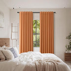 Orange 100% Blackout Linen Curtains 84 Inch Length 2 Panels Set - Image 9