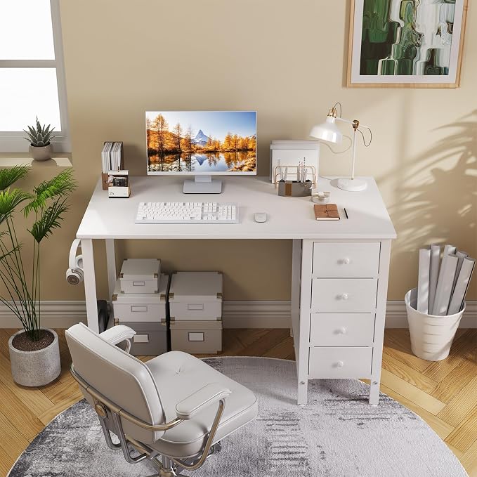 Lufeiya Small White Desk with Drawers - Image 2
