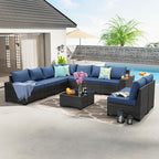 JOYURE 10 Pieces Patio Furniture Set All-Weather Outdoor Wicker Sectional - Image 7