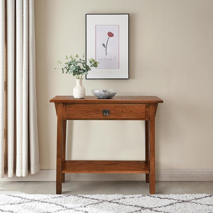 Leick Home Mission Console Table, Solid Wood, 1 Storage Drawer, Bottom Display - Image 2