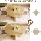 iPormis 43.3in-59in Extendable Round Dining Table - Image 6