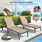 ONBRILL Aluminum Chaise Lounge Chair Outdoor, Foldable & Assembly Free Outdoor - Image 3