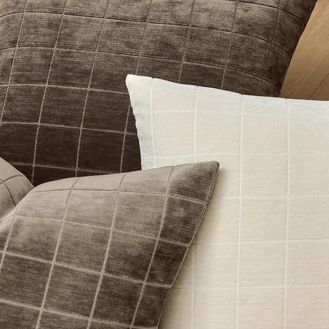 MIULEE Decorative Chenille Check Throw Pillow Covers Vintage Plaid Couch - Image 2