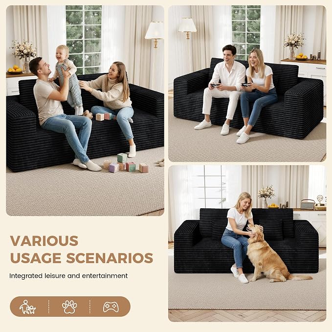 Luxanimarion 80'' Modern Cloud Loveseat Sofa, No Assembly Required Deep Seat - Image 6