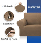 Stretch Chair Sofa Slipcover, Single Couch Cover, Camel | 1-Piece Washable Sofa - Image 4