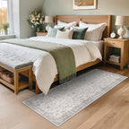 Washable Neutral 2x6 Bathroom Runner Rug, Vintage Kitchen Floor Mat - Image 6