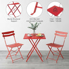 GarveeLife 3 Piece Patio Bistro Set, Folding Patio Bistro Table and Chairs Set - Image 6