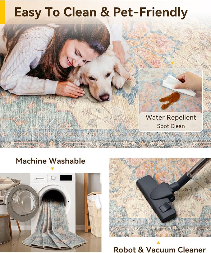 RELEANY Washable Area Rug, Runner 2'x8', Water Repellent, Pet Friendly - Image 6