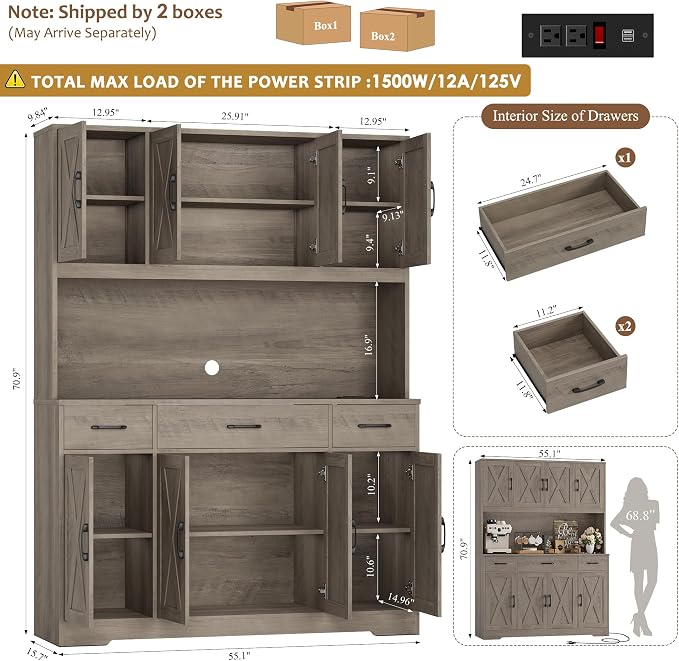 HOSTACK 71" Tall Pantry Cabinet - Image 3