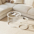 Garden 4 you Nesting Coffee Table, 23.6" Round Coffee Table Set of 2, Glass - Image 4