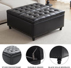 Tbfit Large Square Storage Ottoman Bench, Tufted Upholstered Coffee Table - Image 5