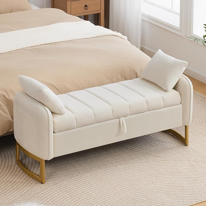 End of Bed Storage Bench, Storage Ottoman Bench by Aemeios