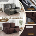 Gennia Recliner Loveseat Cover 4 Pieces, Waterproof Stretch Recliner Sofa - Image 5