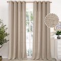YoungsTex Oatmeal Linen Curtains 95 lnch Long 2 Panels, Tan Grommet Drapes | by YoungsTex