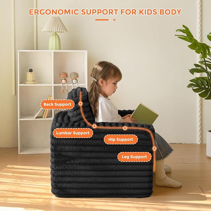 MAXYOYO Kids Bean Bag Chair, Comfy Faux Fur Bean Bag Sofa - Image 6