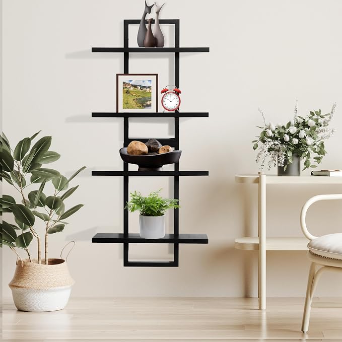 PHOENANCEE Floating Shelves for Wall, Display Hanging Shelf Set of 2, Modern - Image 2