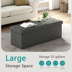 VECELO 43'' Folding Storage Ottoman Bench, Storage Chest, Linen Fabric Foot - Image 6