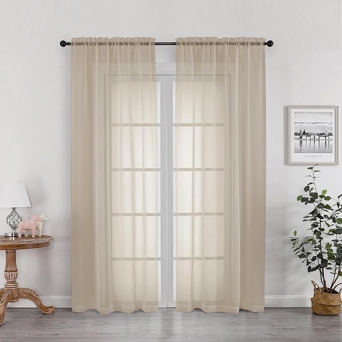 Taupe Sheer Curtains 78 inches Long by OWENIE