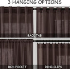 Coffee Linen Semi Sheer Curtains 120 Inches Long 2 Panels Set Back Tab Loop - Image 3