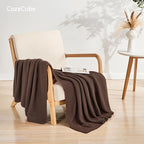 CozeCube Dark Brown Seed Stitch Throw Blanket 60"x80", Farmhouse Decor | Blanket - Image 2