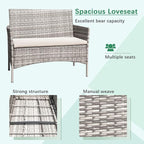 Greesum Patio Furniture 4 Pieces Conversation Sets Outdoor Wickerr Rattan - Image 4
