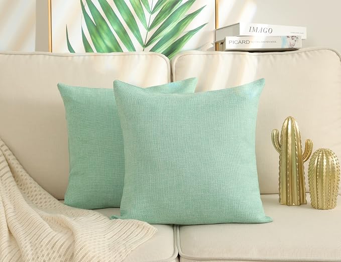 Stellhome Set of 2 Linen Throw Pillow Cover Square Spring Decorative Farmhouse by Stellhome