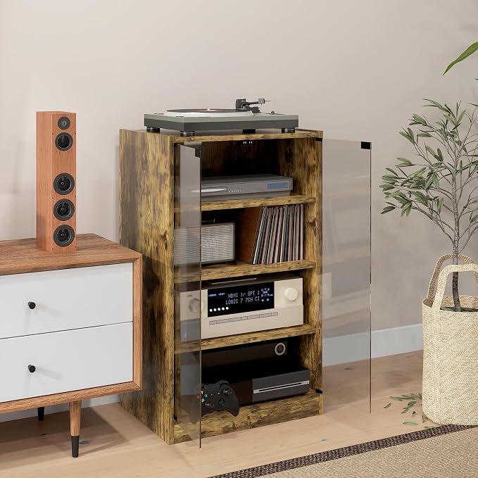 HOMCOM Media Cabinet, 4-Tier Stereo Cabinet - Image 8