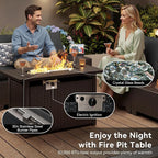 Aoxun Patio Furniture Set with 44'' Fire Pit Table, Widen Armrests Wicker - Image 9
