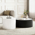 2-Piece Round Nesting Coffee Table Set, 29.52" Marble Coffee Table and End by Henf