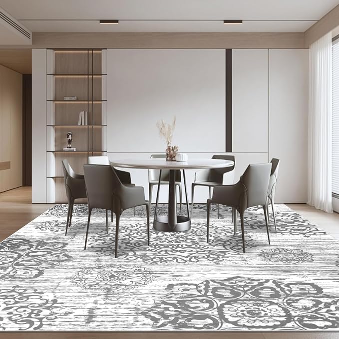 HEBE Area Rug for Living Room 8'x10', Washable Non Slip Boho Bedroom Rug | - Image 8