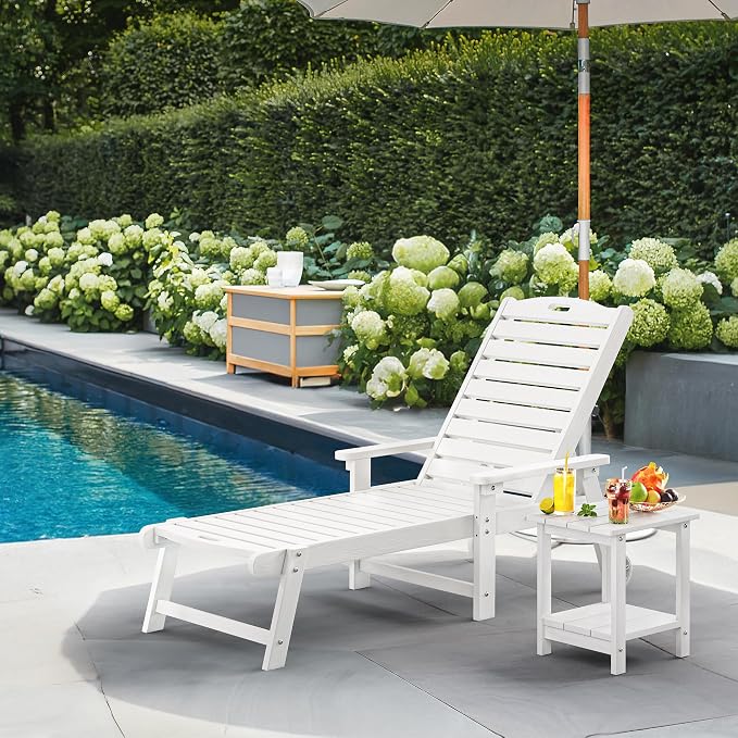 LUE BONA Lounge Chair Outdoor, HDPS Chaise Lounge Outdoor by LUEBONA